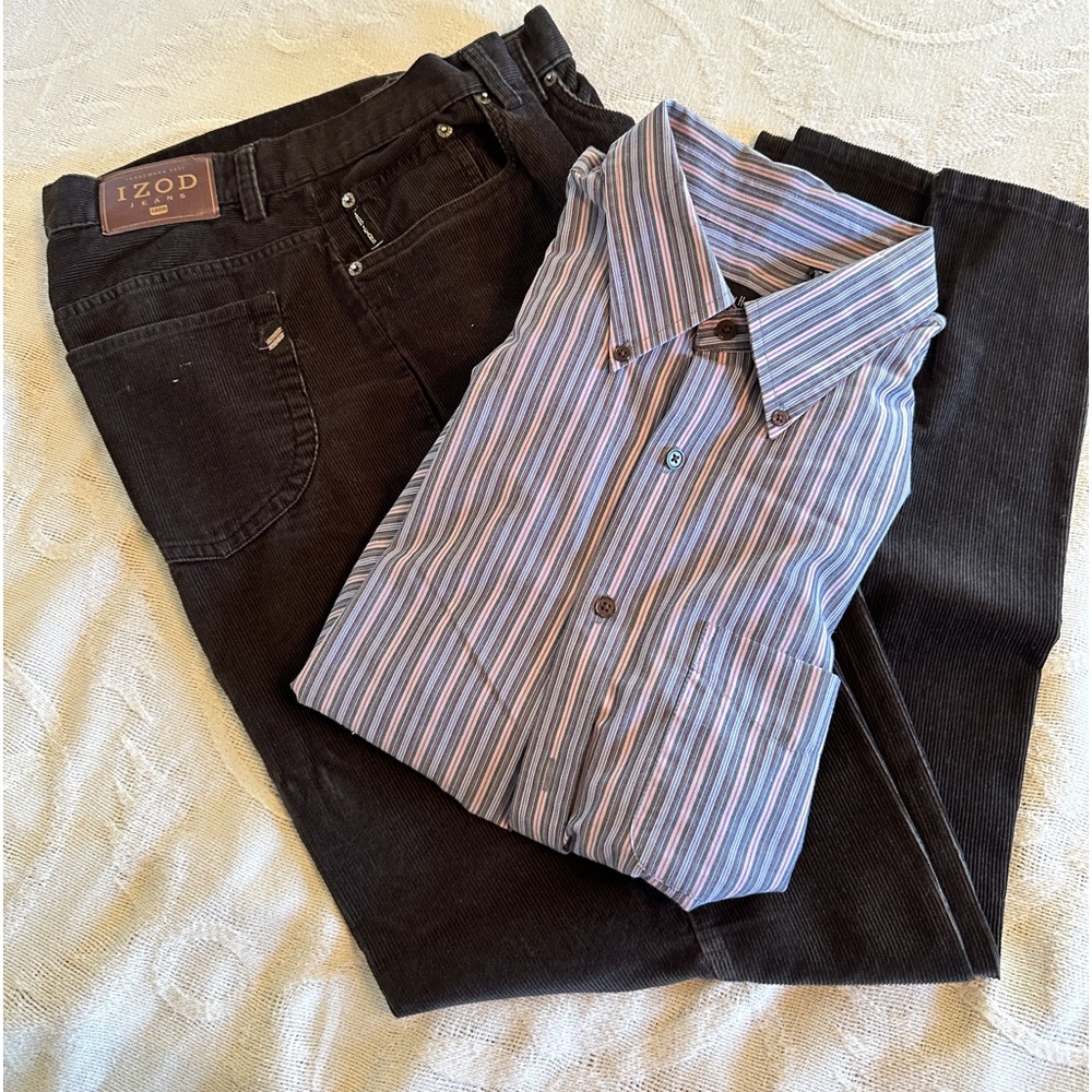 Corduroy Izod (NWOT) 38 X 32 with button down shirt